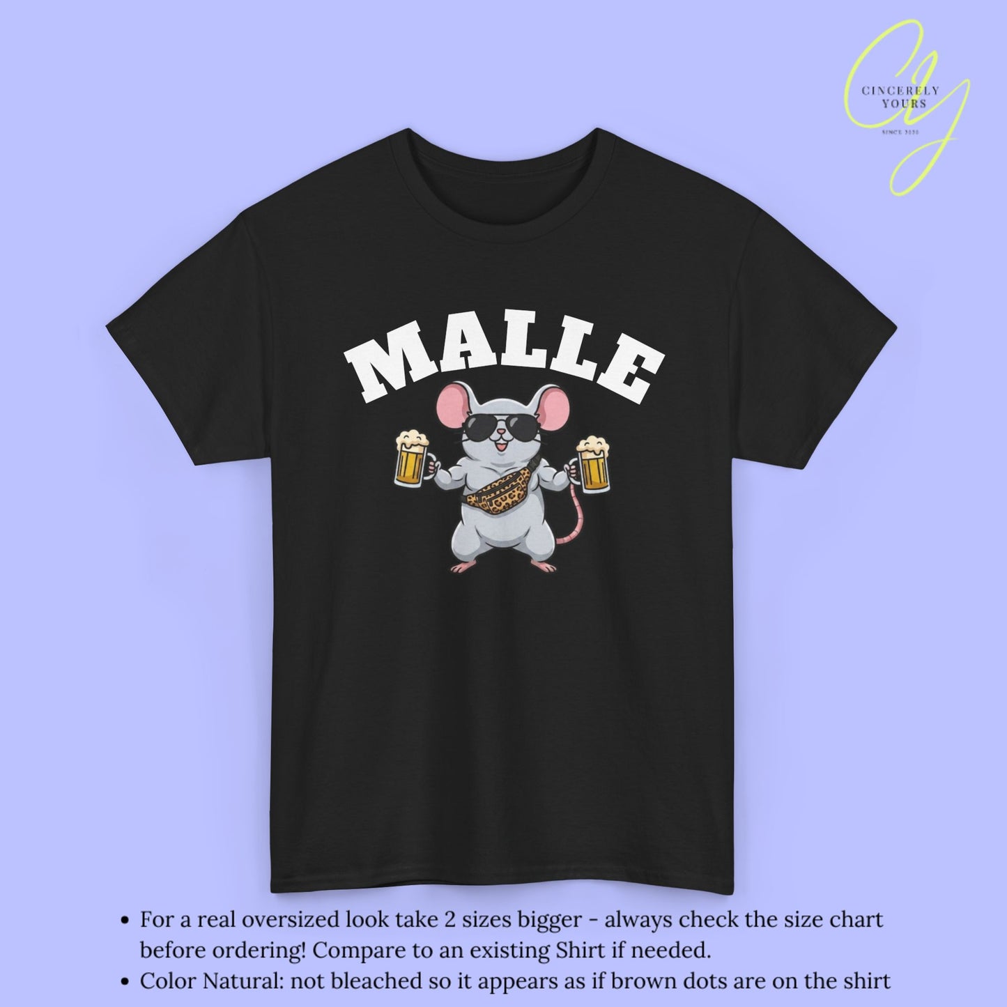 Mallemaus Shirt Malle - Muskel Maus Bierkrug Bauchtasche (V2)