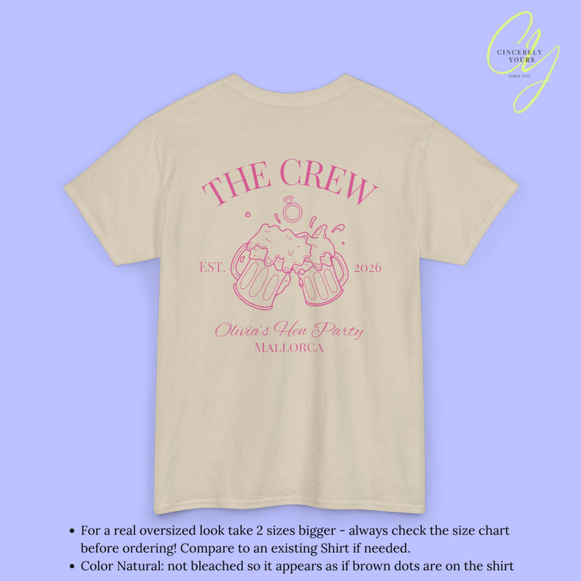 Old Money Bachelorette Shirt — Bierkrug Verlobungsring Hen Party Crew Shirt JGA Backprint only (Customizable)