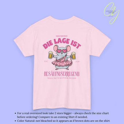 Mallemaus Shirt Malle Maus  —  Die Lage ist besäufniserregend Pink (Customizable)