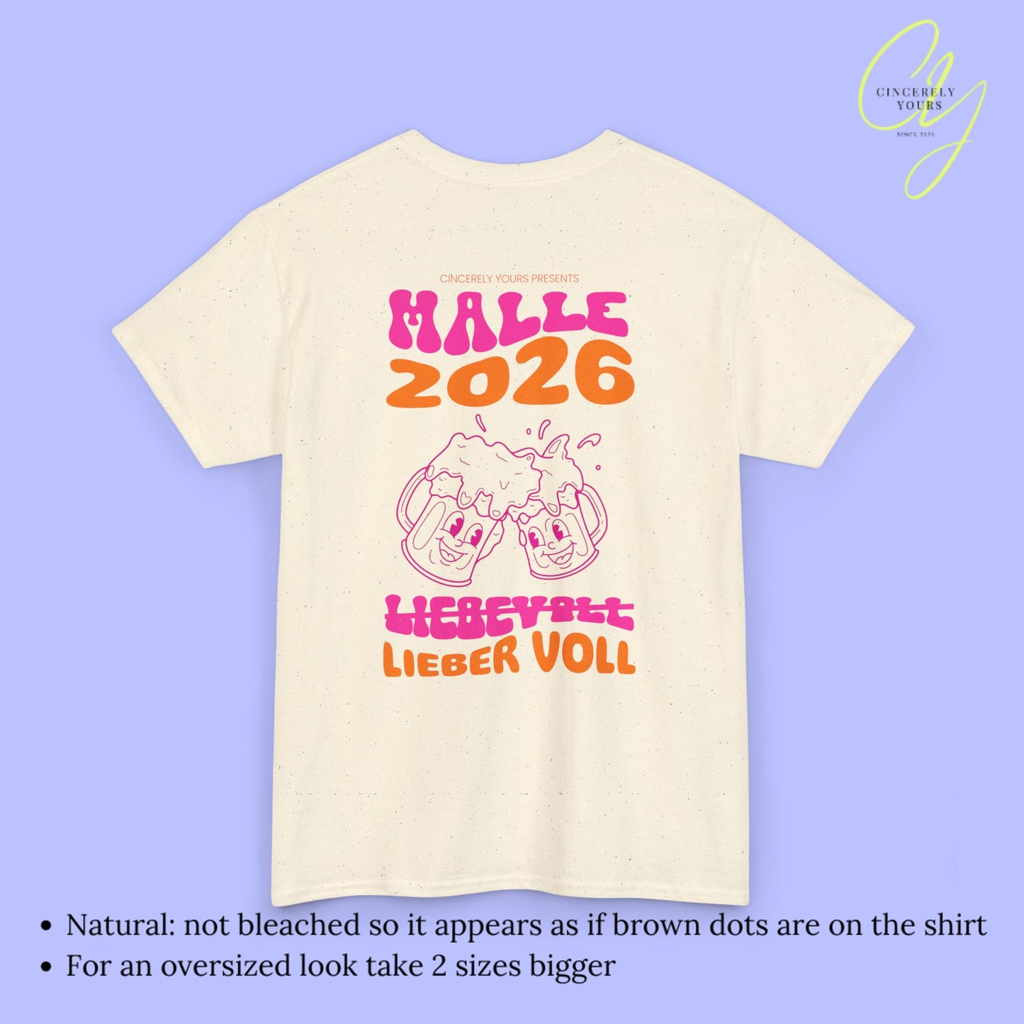 Malle Shirt Malle 2026 - Bierkrug neon Lieber voll