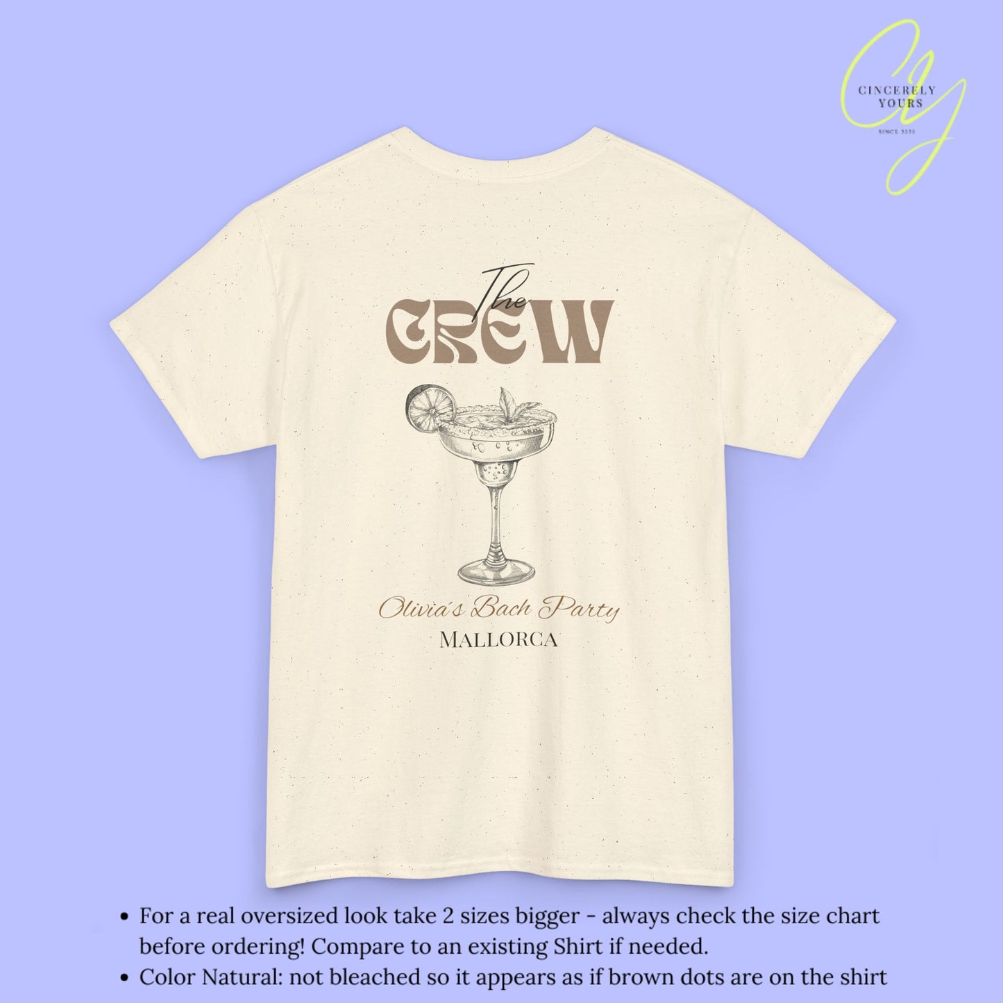 Old Money Bachelorette Shirt Beige — Margarita Hen Party Crew Shirt JGA Backprint only (Customizable)