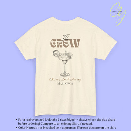 Old Money Bachelorette Shirt Beige — Margarita Hen Party Crew Shirt JGA Backprint only (Customizable)