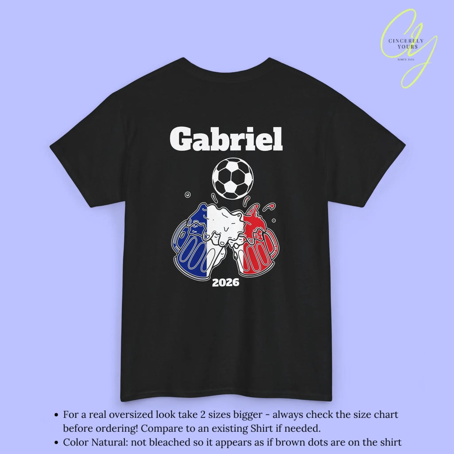 Personaliserter Name Fussball Shirt — Frankreich Flagge Bierkrug (Personalisierbar) Cincerely Yours