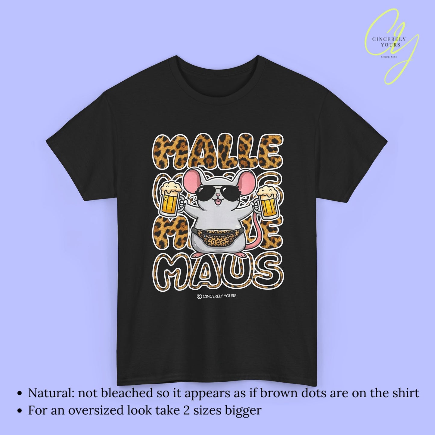 Mallemaus Shirt Malle Maus  - Leopard Bauchtasche Bierkrug OG