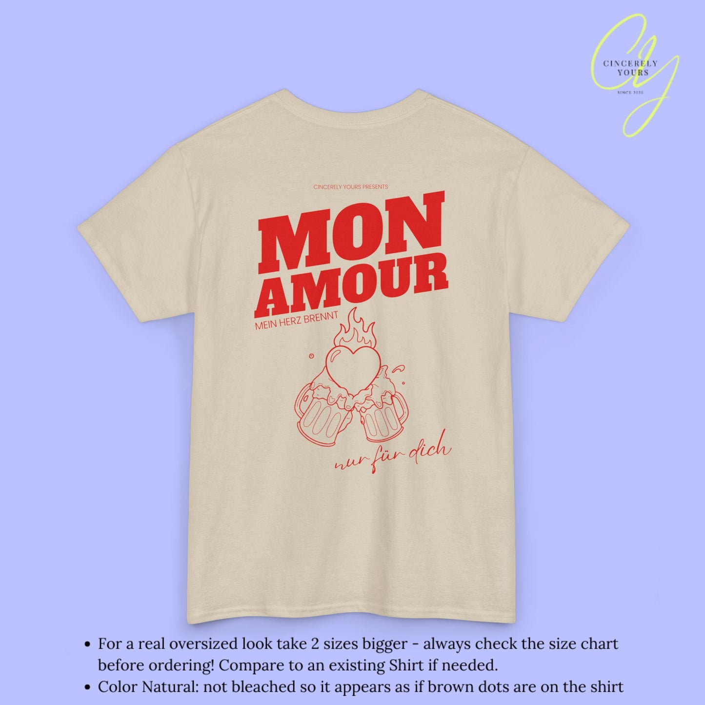 Malle Shirt Mon Amour— Mein Herz brennt nur für dich Bierkrüge (Customizable)