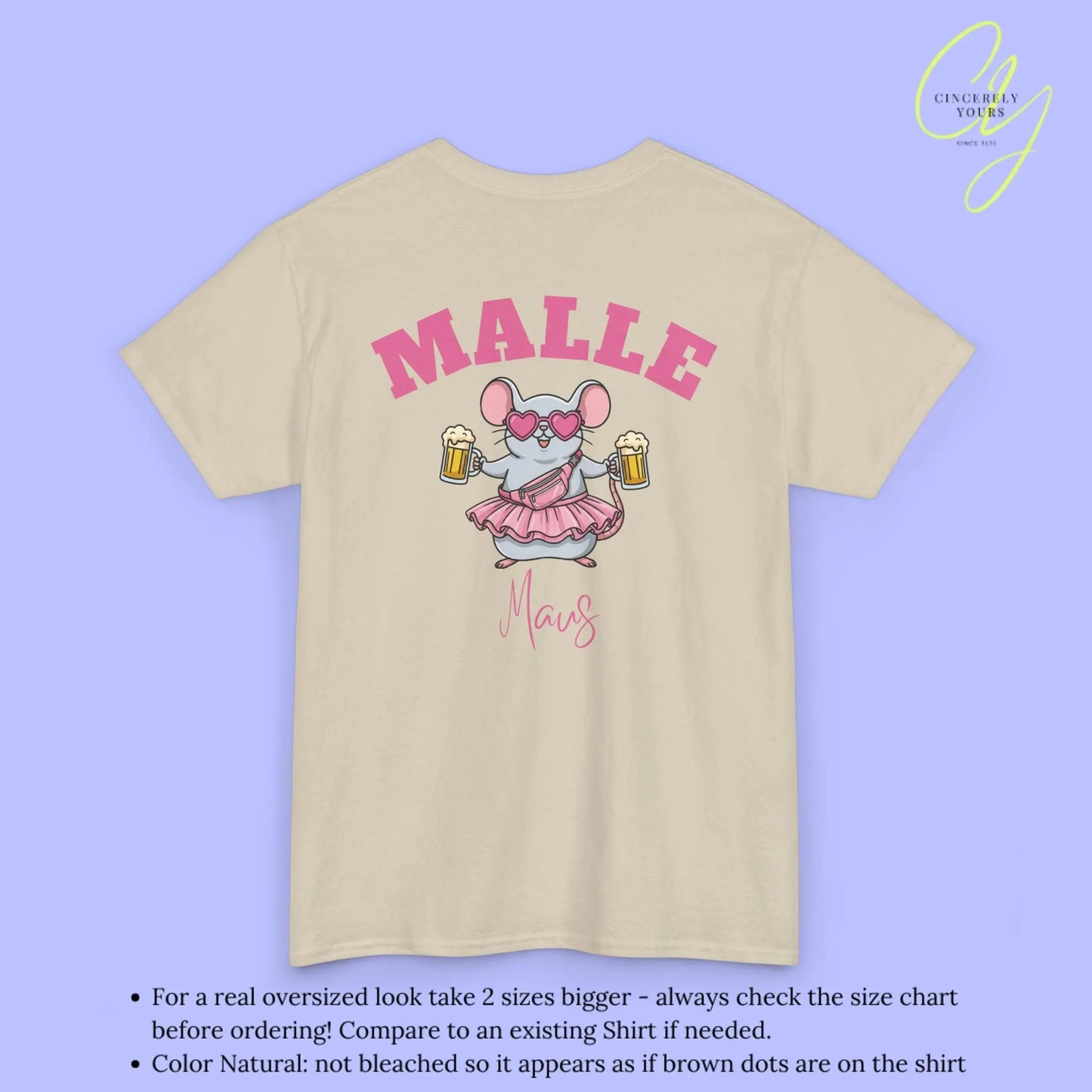 Malle Party Shirt — Malle Maus pinke Bauchtasche Bierkrüge (Customizable) Cincerely Yours