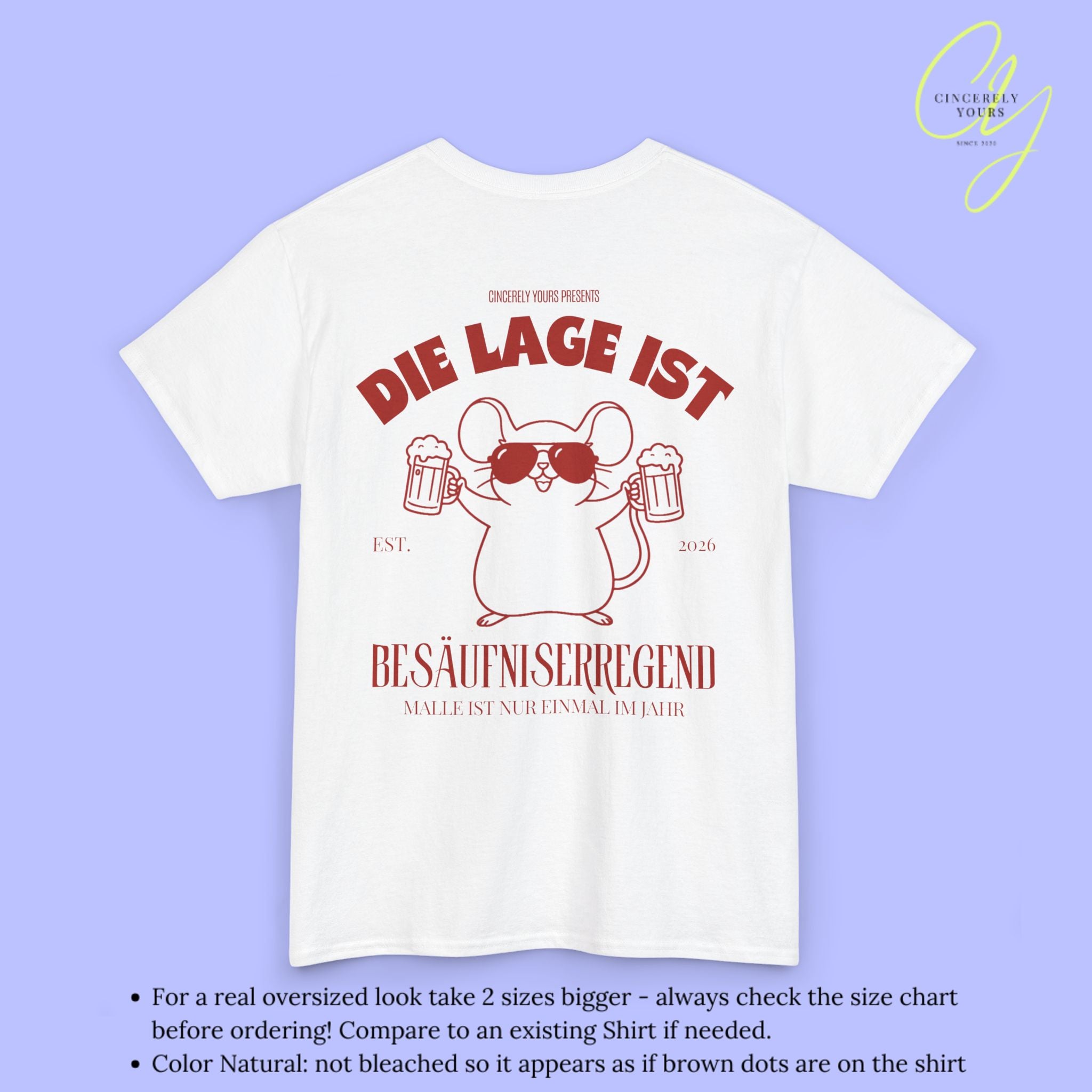 Mallemaus Shirt Malle Maus  —  Die Lage ist besäufniserregend Bierkrug (Customizable)