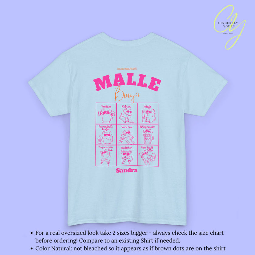 Mallemaus Shirt Bingo Malle Shirt -Malle Maus Shirt backprint Party Spiel (Customizable)