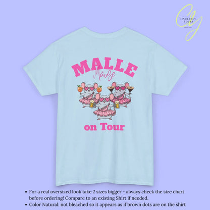 Mallemaus Shirt Malle - Party Shirt Malle Maus on Tour Backprint Bierkrug Spritz Espresso Martini (Personalisierbar)