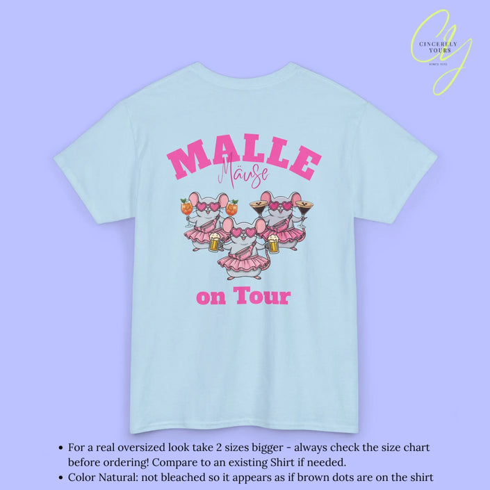 Mallemaus Shirt Malle - Party Shirt Malle Maus on Tour Backprint Bierkrug Spritz Espresso Martini (Personalisierbar)
