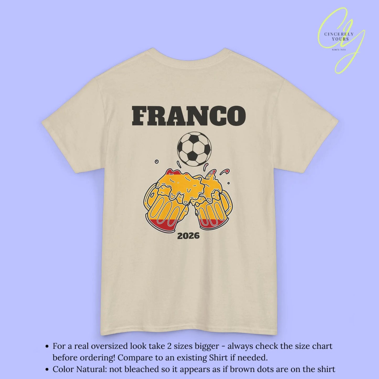 Personaliserter Name Fussball Shirt — Spanien Flagge Bierkrug (Personalisierbar) Cincerely Yours