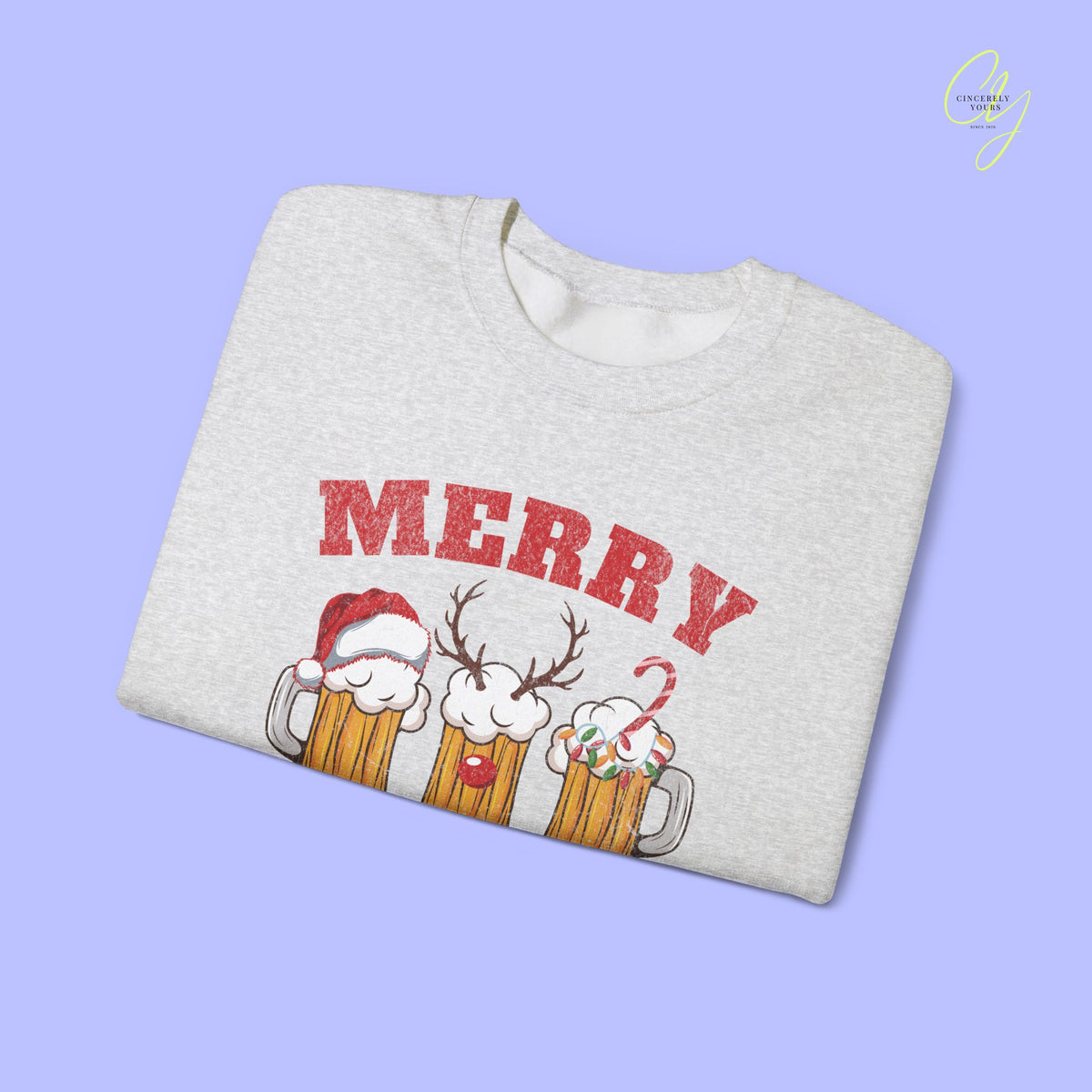 Christmas Sweatshirt | Merry Drunkmas Beer Stein