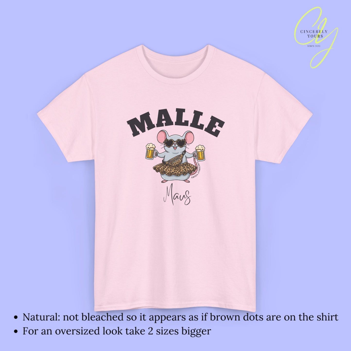 Mallemaus Shirt Malle Maus  - Leopard Bauchtasche Bierkrug
