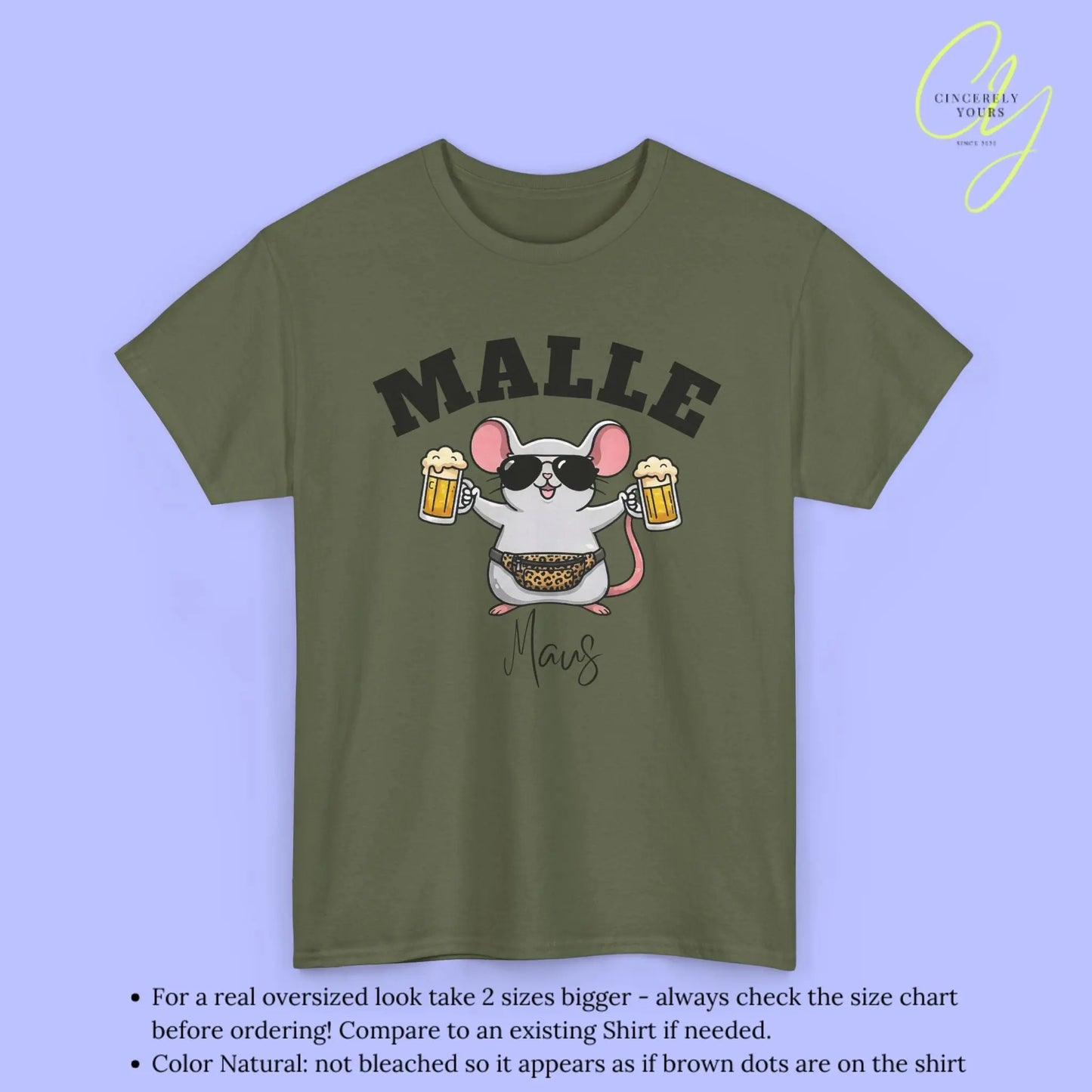 Malle Party Shirt — Malle Maus Bierkrug Bauchtasche Cincerely Yours