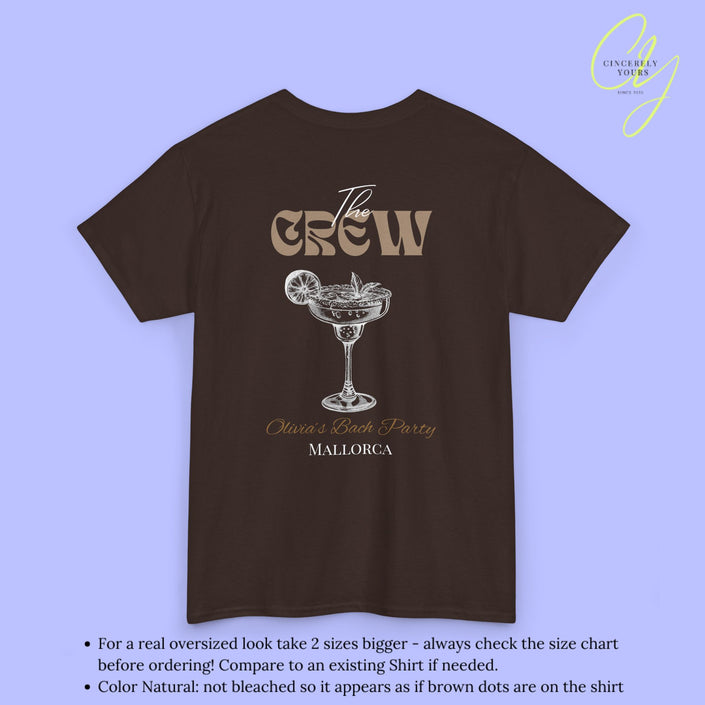 Old Money Bachelorette Shirt Beige — Margarita Hen Party Crew Shirt JGA Backprint only (Customizable)