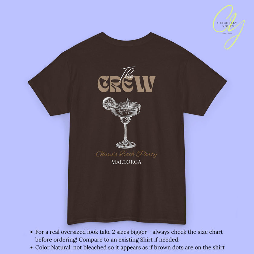 Old Money Bachelorette Shirt Beige — Margarita Hen Party Crew Shirt JGA Backprint only (Customizable)