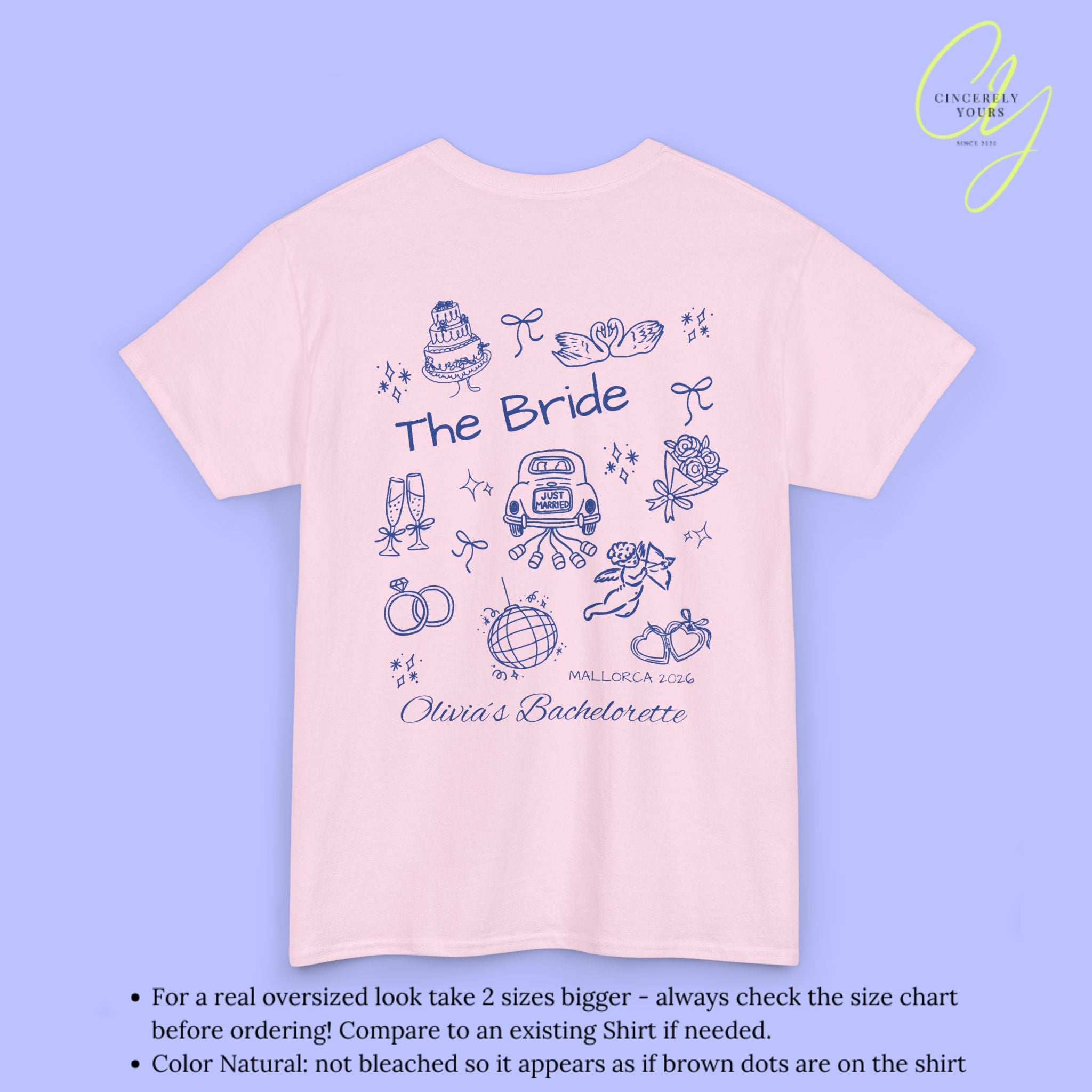 JGA Shirt Damen | Bachelorette Tee Doodle Handdrawn Braut Party Shirt