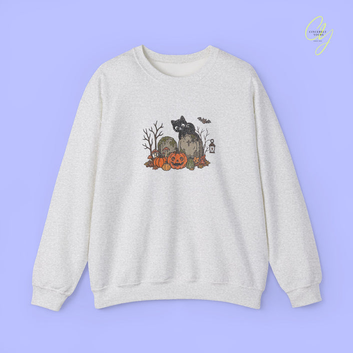 Cat Sweatshirt | Halloween Cat Pumpkin