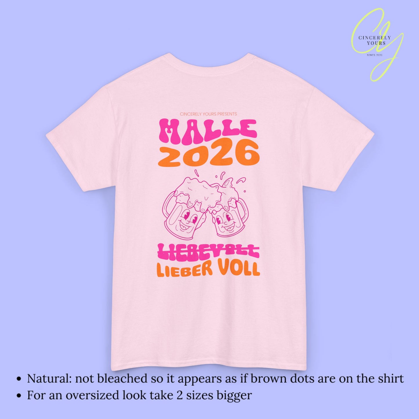 Malle Shirt Malle 2026 - Bierkrug neon Lieber voll