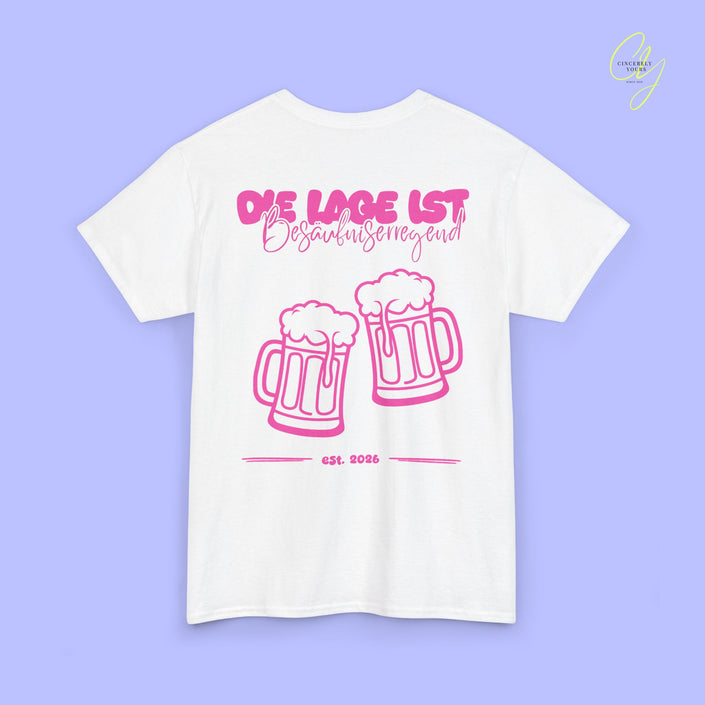Party Shirt | Die Lage ist besäufniserregend Pink Bierkrüge