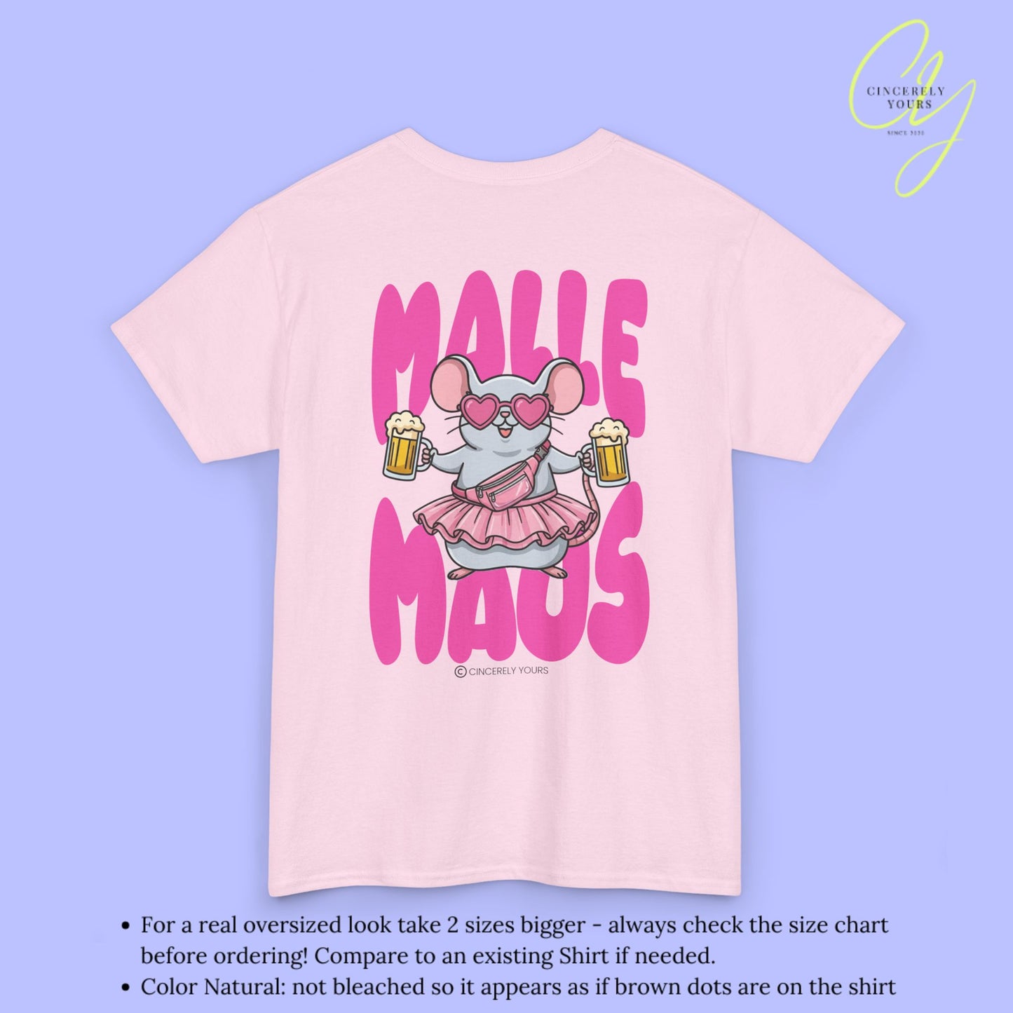 Mallemaus Shirt Malle Maus —  Pink Bauchtasche Bierkrug (Customizable)