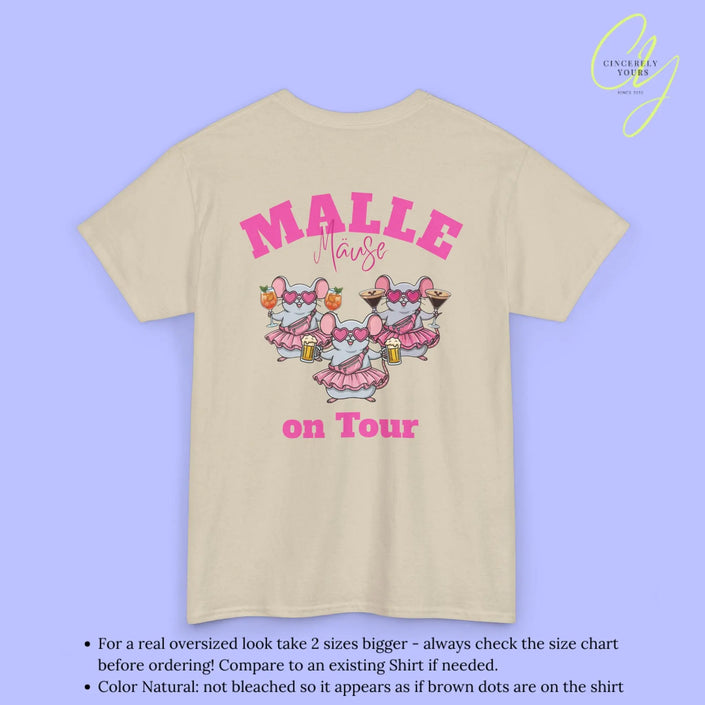 Mallemaus Shirt Malle - Party Shirt Malle Maus on Tour Backprint Bierkrug Spritz Espresso Martini (Personalisierbar)