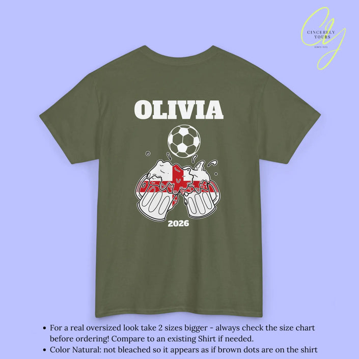 Personaliserter Name Fussball Shirt — England Flagge Bierkrug (Personalisierbar) Cincerely Yours