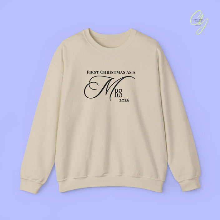 Bride Sweatshirt | EMBROIDERY First Christmas as a Mrs