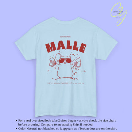Mallemaus Shirt Malle - Party Shirt Malle Maus Bierkrug zum Saufen da (Personalisierbar)