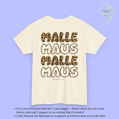 Mallemaus Shirt — Malle Maus Schriftzug Leopard Backprint Malle Shirt (Customizable)