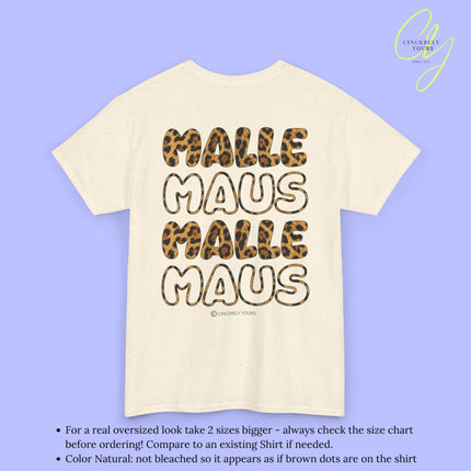 Mallemaus Shirt — Malle Maus Schriftzug Leopard Backprint Malle Shirt (Customizable)