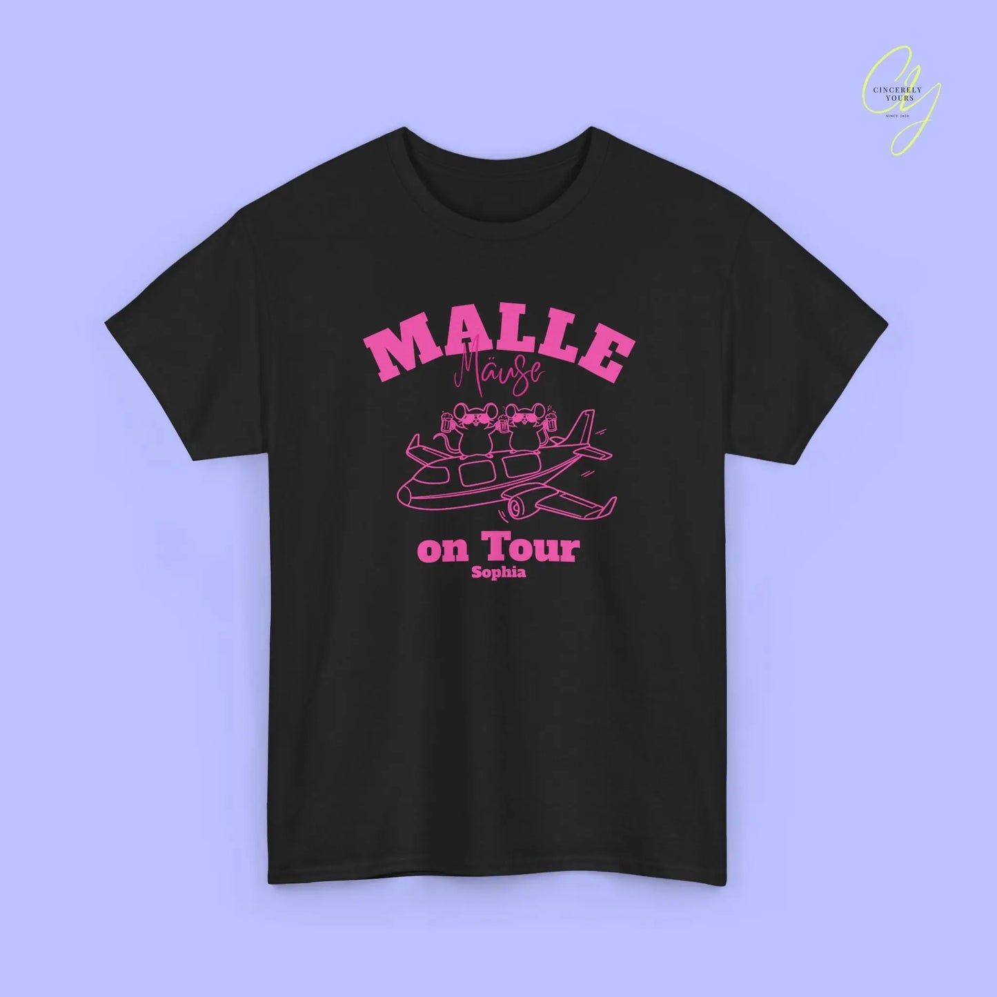 Malle Party Shirt — Malle Party Maus on tour Bierkrug Flugzeug(Customizable) Cincerely Yours