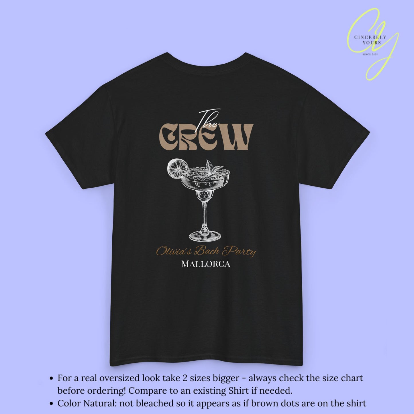 Old Money Bachelorette Shirt Beige — Margarita Hen Party Crew Shirt JGA Backprint only (Customizable)