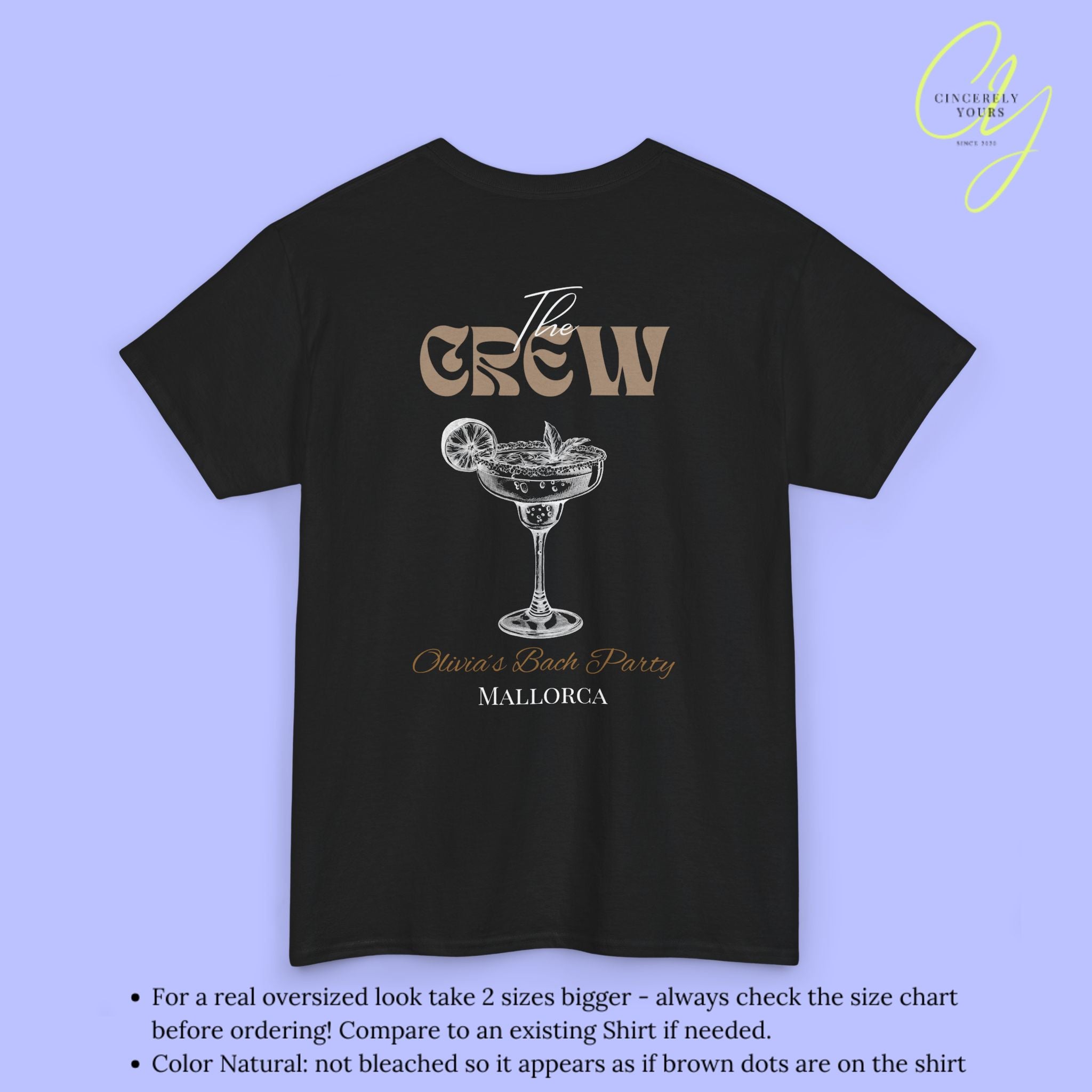 Old Money Bachelorette Shirt Beige — Margarita Hen Party Crew Shirt JGA Backprint only (Customizable)