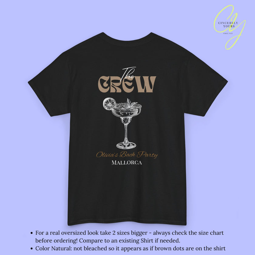 Old Money Bachelorette Shirt Beige — Margarita Hen Party Crew Shirt JGA Backprint only (Customizable)