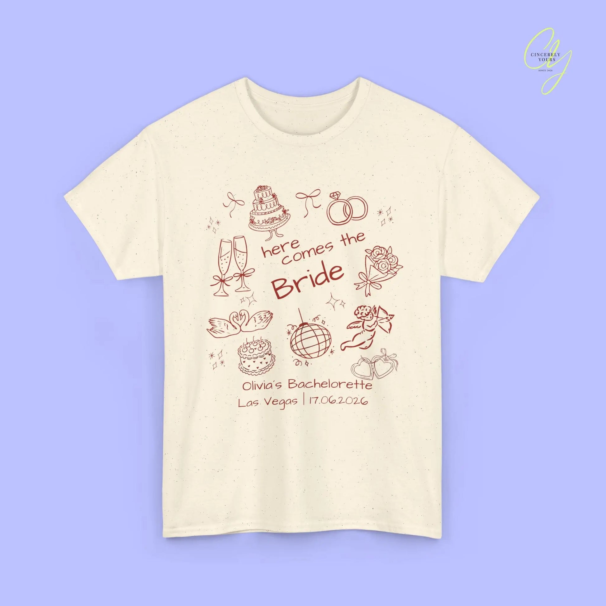 Bachelorette Shirt  — Here comes the Bride Crew (Customizable) Cincerely Yours