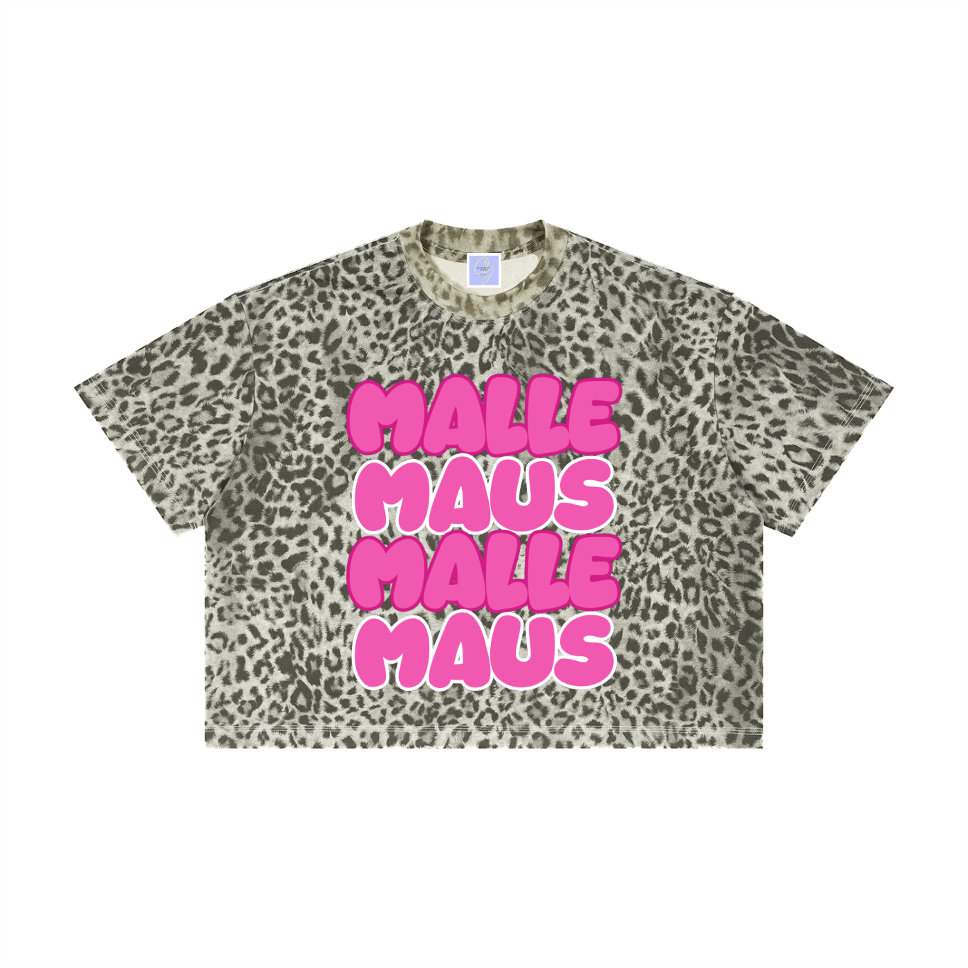 Mallemaus Shirt Malle Maus Pink Unisex Leopard Print Boxy T-Shirt
