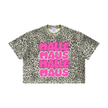 Mallemaus Shirt Malle Maus Pink Unisex Leopard Print Boxy T-Shirt
