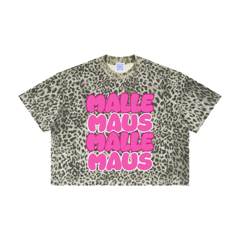 Mallemaus Shirt Malle Maus Pink Unisex Leopard Print Boxy T-Shirt
