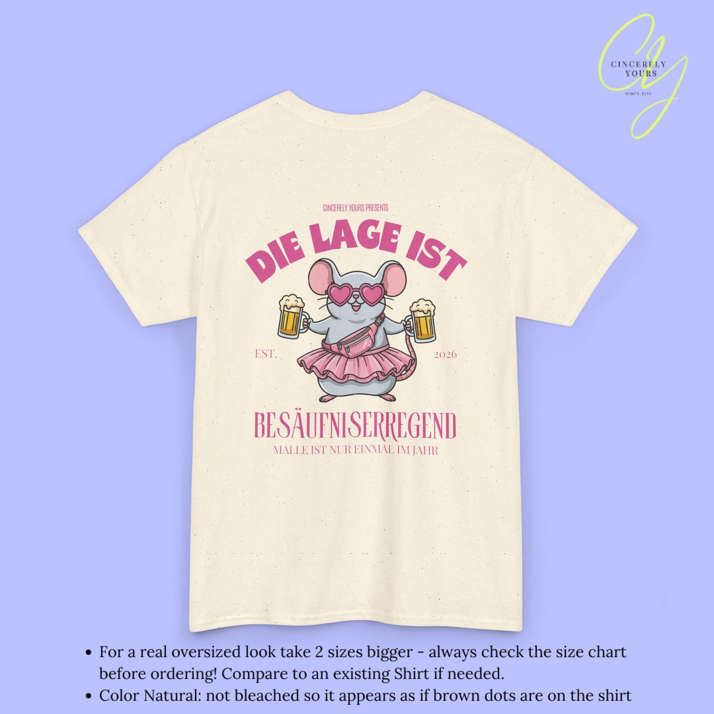 Mallemaus Shirt Malle Maus  —  Die Lage ist besäufniserregend Pink (Customizable)
