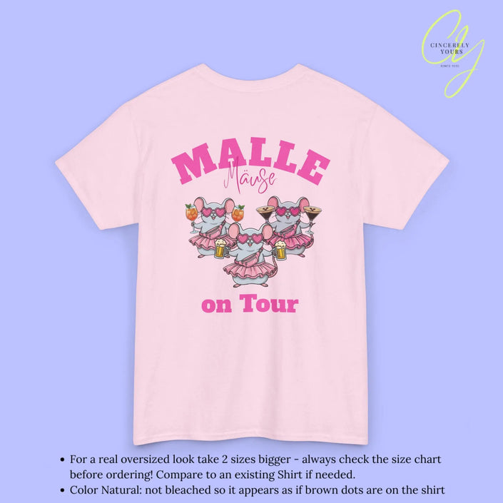 Mallemaus Shirt Malle - Party Shirt Malle Maus on Tour Backprint Bierkrug Spritz Espresso Martini (Personalisierbar)