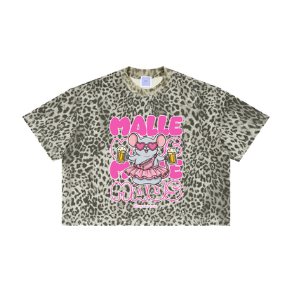 Mallemaus Shirt Malle Maus - Chantal Pink Unisex Leopard Print Boxy T-Shirt