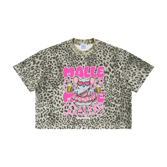 Mallemaus Shirt Malle Maus - Chantal Pink Unisex Leopard Print Boxy T-Shirt