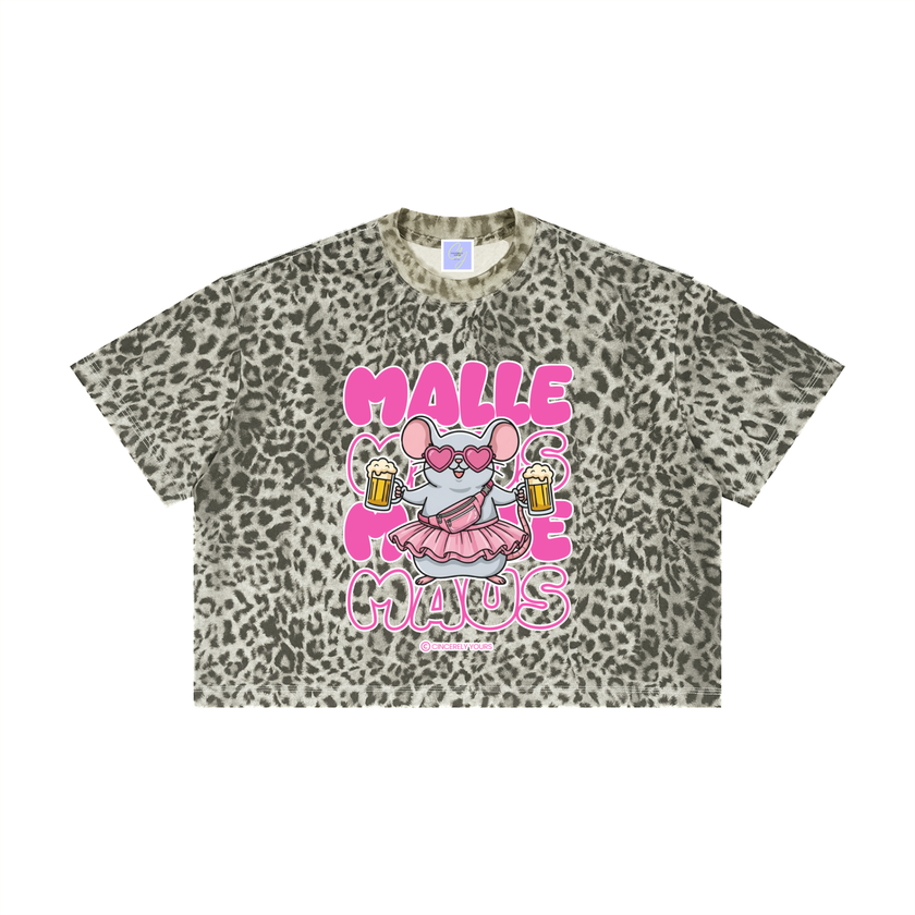 Mallemaus Shirt Malle Maus - Chantal Pink Unisex Leopard Print Boxy T-Shirt