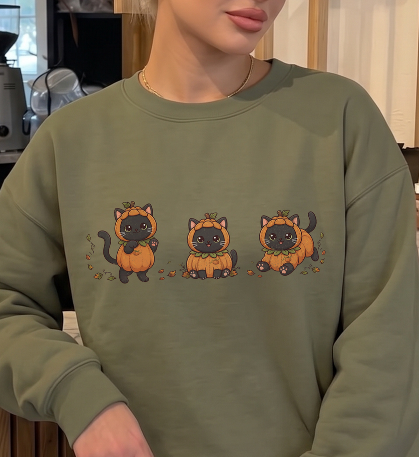 Cat Sweatshirt | Black Cats Pumpkins