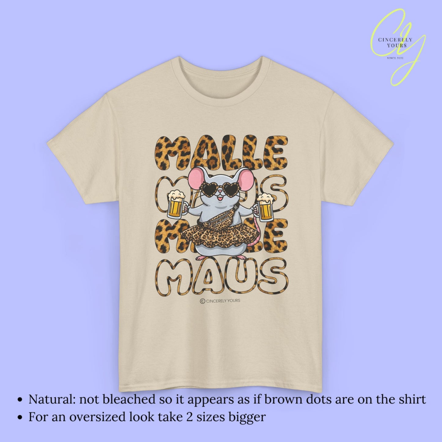 Mallemaus Shirt Malle Maus  - Leopard Bauchtasche Bierkrug