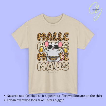 Mallemaus Shirt Malle Maus  - Leopard Bauchtasche Bierkrug OG