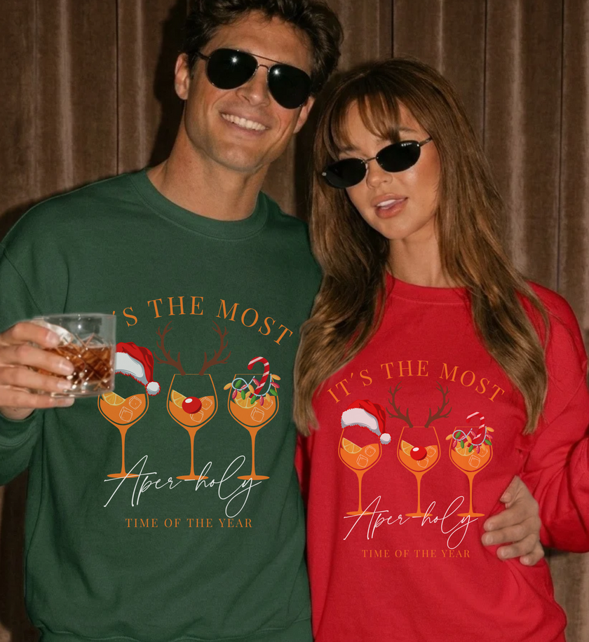 Spritz sweatshirt italian aperitiv lover ugly christmas sweater couple wearing matching sweatshirts