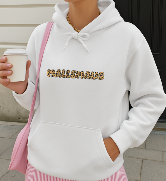 Mallemaus Hoodie backprint Malle Maus Shirt Leopard Design front