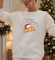 ugly christmas sweater women, merry croissmas xmas sweater, french pastry christmas top, santa hat croissant sweater, cute baker xmas sweatshirt, script font christmas sweater, festive christmas jumper top, gourmet foodie christmas gift, funny breakfast xmas sweater, cute winter pastry crewneck, red santa hat xmas pullover, cozy xmas graphic sweatshirt, baking lover christmas gift